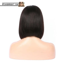 Jackie (Silky Straight Natural Black 100% Remy Human Hair 13x6 Lace Front Bob Lob Wig)