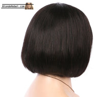 Leah (Silky Straight Natural Black 100% Human Hair LF Bob Wig, 6" Parting, 8"-12" avail.)