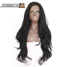 Kelby (18"-28" Silky Body Wave Natural Black Synthetic Heat Safe Lace Front Wig)