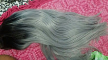 Viva (18"-30" Straight Body Ombre Rooted Grey Silver Blonde Synthetic Heat Safe Lace Front Wig)