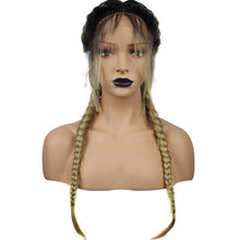 Blonde Heidi (24" Braided Rooted Blonde Synthetic Heat Safe Lace Front Wig w/ Baby Hairs)