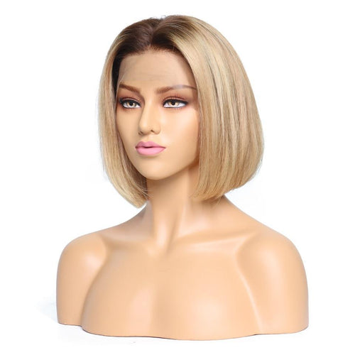Caryl (Blonde Bob Ombre Dark Rooted Color 4/27, 13x4 LF 100% Remy Human Hair Wig 8