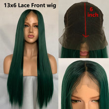 Greenie (Ombre Rooted Green Silky Straight Synthetic Heat Safe 13x6 LF Long Wig)