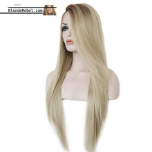 Della (18"-30" Straight Ombre Subtle Rooted Blonde Synthetic Heat Safe Lace Front Wig)