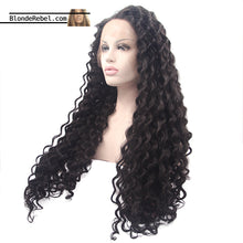 Lena (22"-26" Natural Black Curly Synthetic Heat Safe Lace Front Wig)