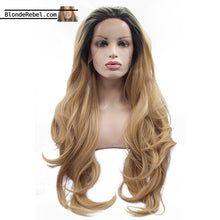 Sierra (20"-28" Body Wave Ombre Rooted Blonde Synthetic Heat Safe Lace Front Wig)