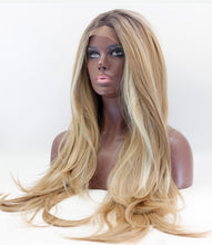 Denver (20"-28" Body Wave Ombre Rooted Blonde w/ HLs Synthetic Heat Safe Lace Front Wig)