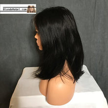 Jackie (Silky Straight Natural Black 100% Remy Human Hair 13x6 Lace Front Bob Lob Wig)