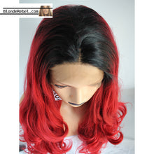 Candy Apple (Ombre Rooted Red Heat Safe Synthetic Lace Front Wig, 20"-28" Avail.)