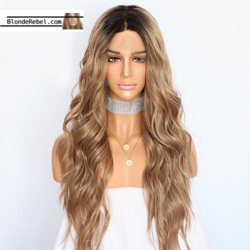 Jaime (Ombre Bronde Rooted Long Heat Safe Synthetic Lace Front Wig 22
