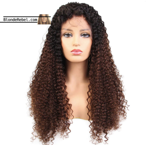 Lady B (Brazilian Curly Ombre Roots 100% Remy Human Hair LF Wig 3