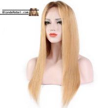 Macie (Silky Straight Honey Blonde Ombre Roots 13x6 LF 100% Remy Human Hair Wig 8"-24" Avail.)