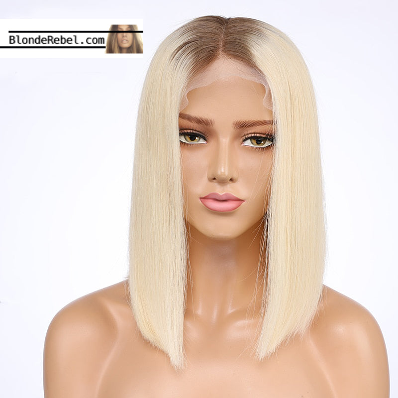 Nick (Silky Straight Blonde Ombre Roots FULL LACE 100% Remy Human Hair Wig 8