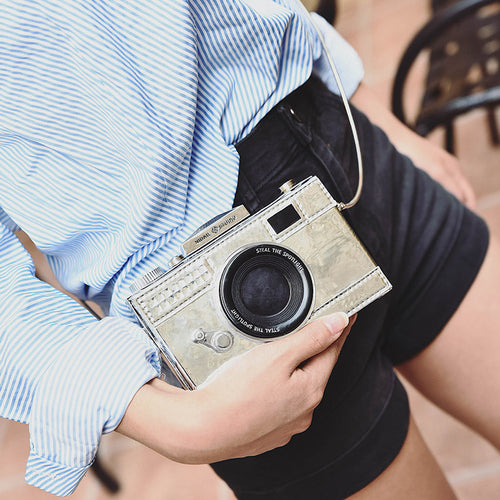 Camera Vintage Dream (Medium Small Bag Veggie Leather Shoulder Bag)