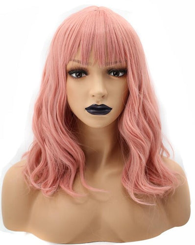 Atomic Pink (Pink Bobbed And Banged Heat Safe Synthetic Wig)