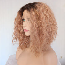 Dahlia (Water Wave Heat Safe Synthetic LF Wig 14" Blonde Ombre RoseGold Pink Natural Black)