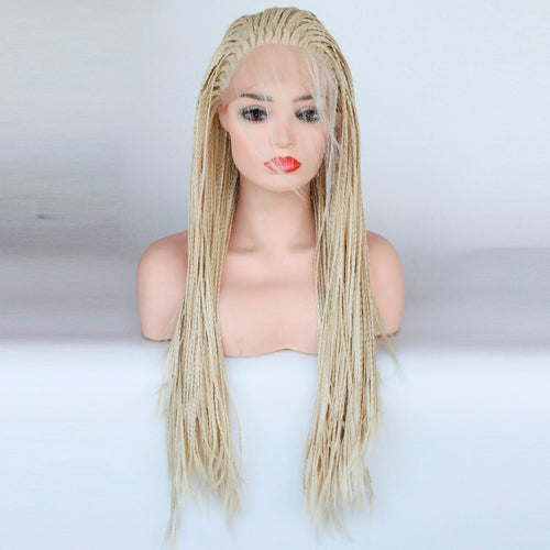 Daily (613 Blonde Lace Front Long Micro Braided Synthetic Wig w/ Baby Hair, 20