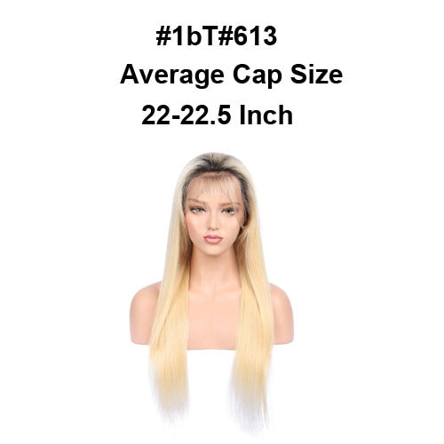 Grace (Silky Straight 1B/613 Blonde Ombre Roots GLUELESS FULL LACE 100% Remy Human Hair Wig 10