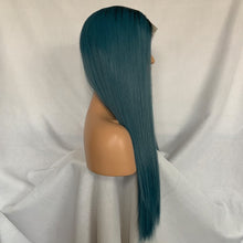 Blue (Ombre Rooted Blue Silky Straight Synthetic Heat Safe 13x6 LF Long Wig)
