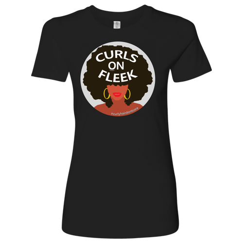 Curls On Fleek Long T-Shirt (100 % Cotton Small - 2XL Celebrate Your Curls and Melanin!)